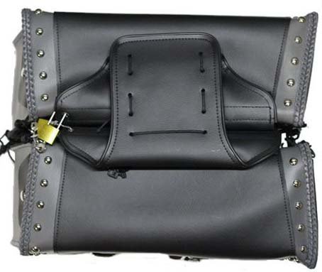 Saddlebags - PVC - Gray Trim - Studs - Motorcycle Luggage - SD4054-PV-DL - Image 5