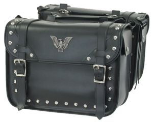 Saddlebags - PVC - Studs - Eagle - Motorcycle Storage - SD4076-PV-DL