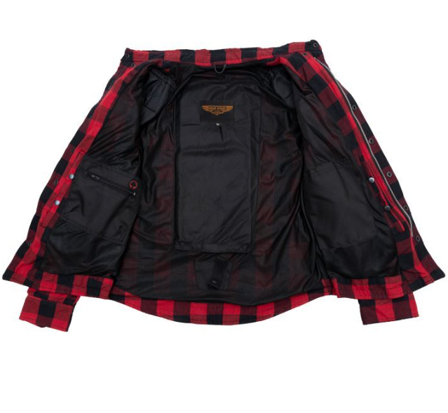 Flannel Motorcycle Shirt - Men's - Armor - Up To Size 5XL - Red Black Plaid - SHR11-CC-DL - Image 5