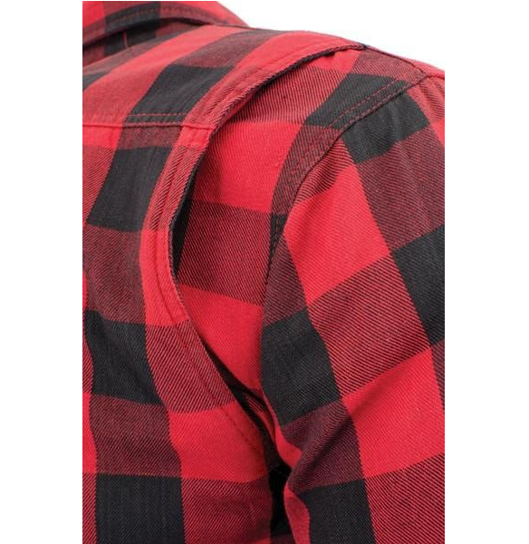 Flannel Motorcycle Shirt - Men's - Armor - Up To Size 5XL - Red Black Plaid - SHR11-CC-DL - Image 7