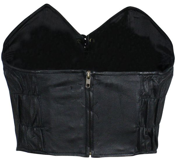 Leather Top - Women's - Black - Laces Front Closure - SK966-DL - Image 4
