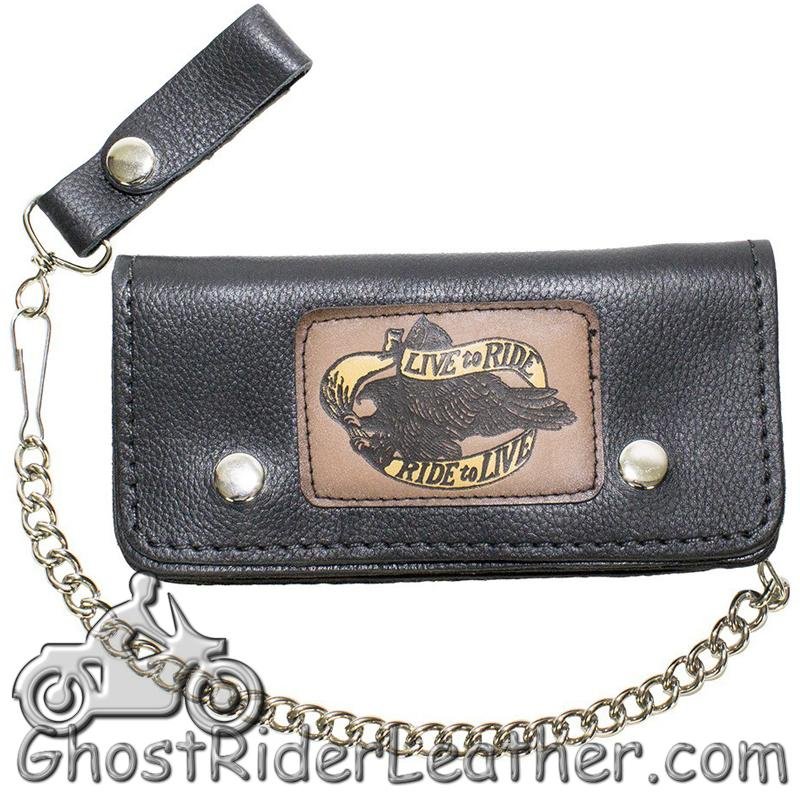 Leather Chain Wallet -Live To Ride - Heavy Duty Bifold - WALLET2-11HD-DL - Image 5