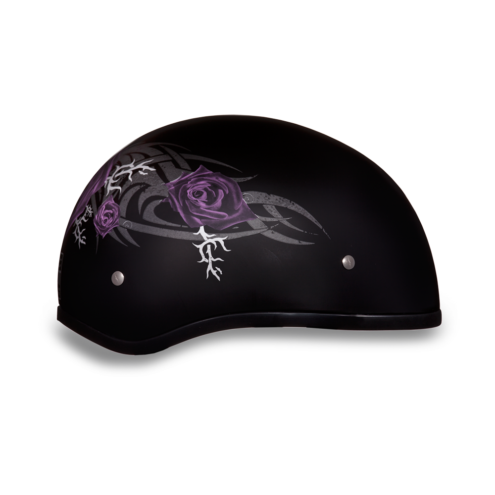 DOT Motorcycle Helmet - Tribal Purple Roses - Shorty - D6-PR-DH - Image 5