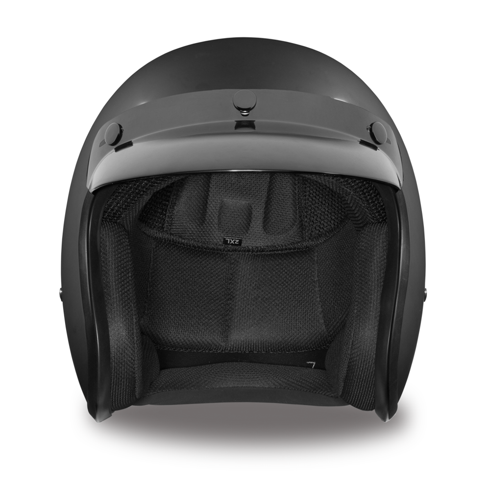 DOT Motorcycle Helmet - Dull or Gloss Black - Open Face - 3/4 - DC1-B-A-DH - Image 4
