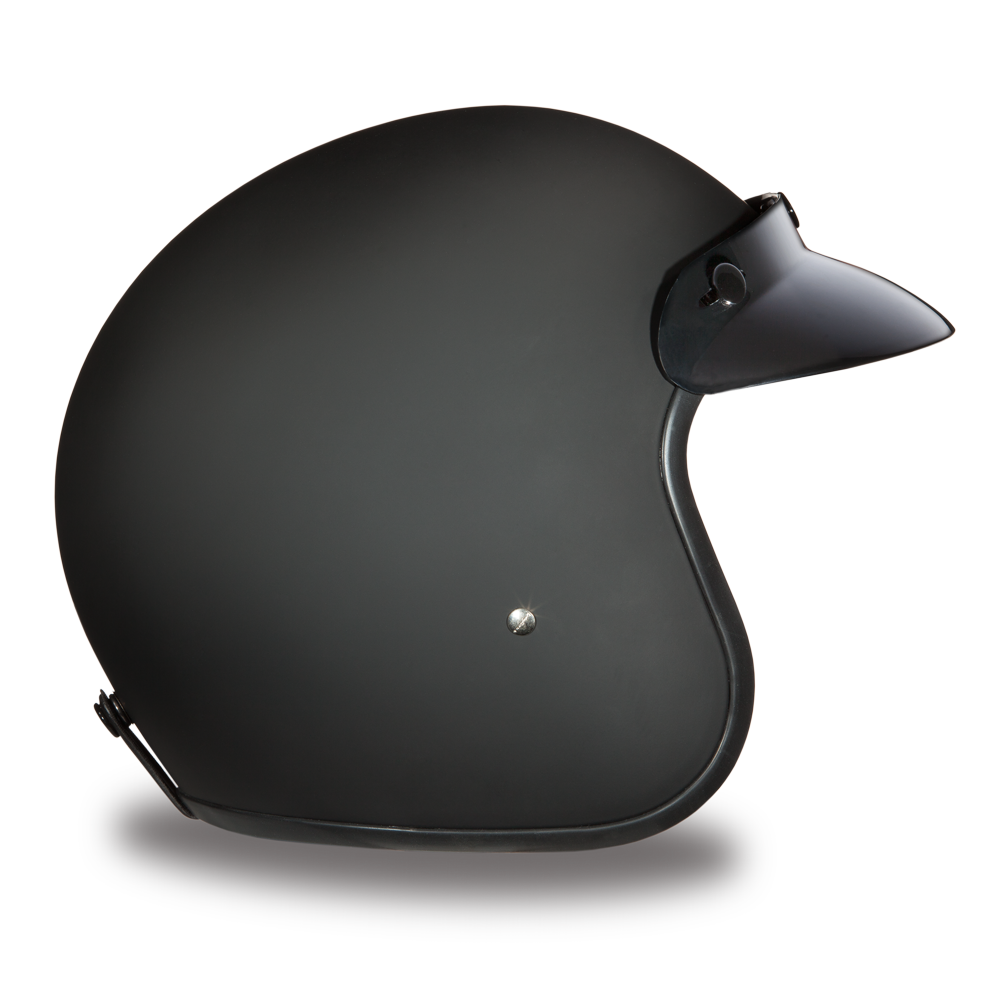 DOT Motorcycle Helmet - Dull or Gloss Black - Open Face - 3/4 - DC1-B-A-DH - Image 6