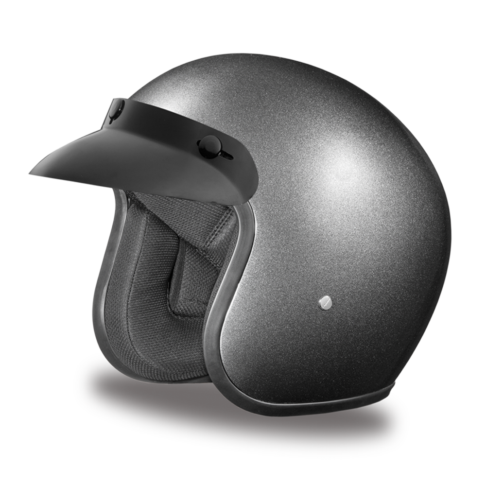 DOT Motorcycle Helmet - Gun Metal Metallic - Open Face - 3/4 - DC1-GM-DH