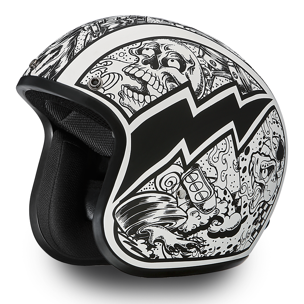 DOT Motorcycle Helmet - Graffiti - Open Face - Cruiser - DC6-G-DH - Image 3