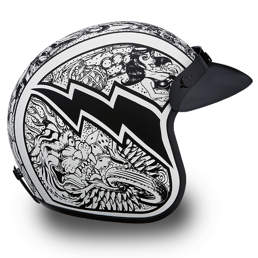 DOT Motorcycle Helmet - Graffiti - Open Face - Cruiser - DC6-G-DH - Image 6