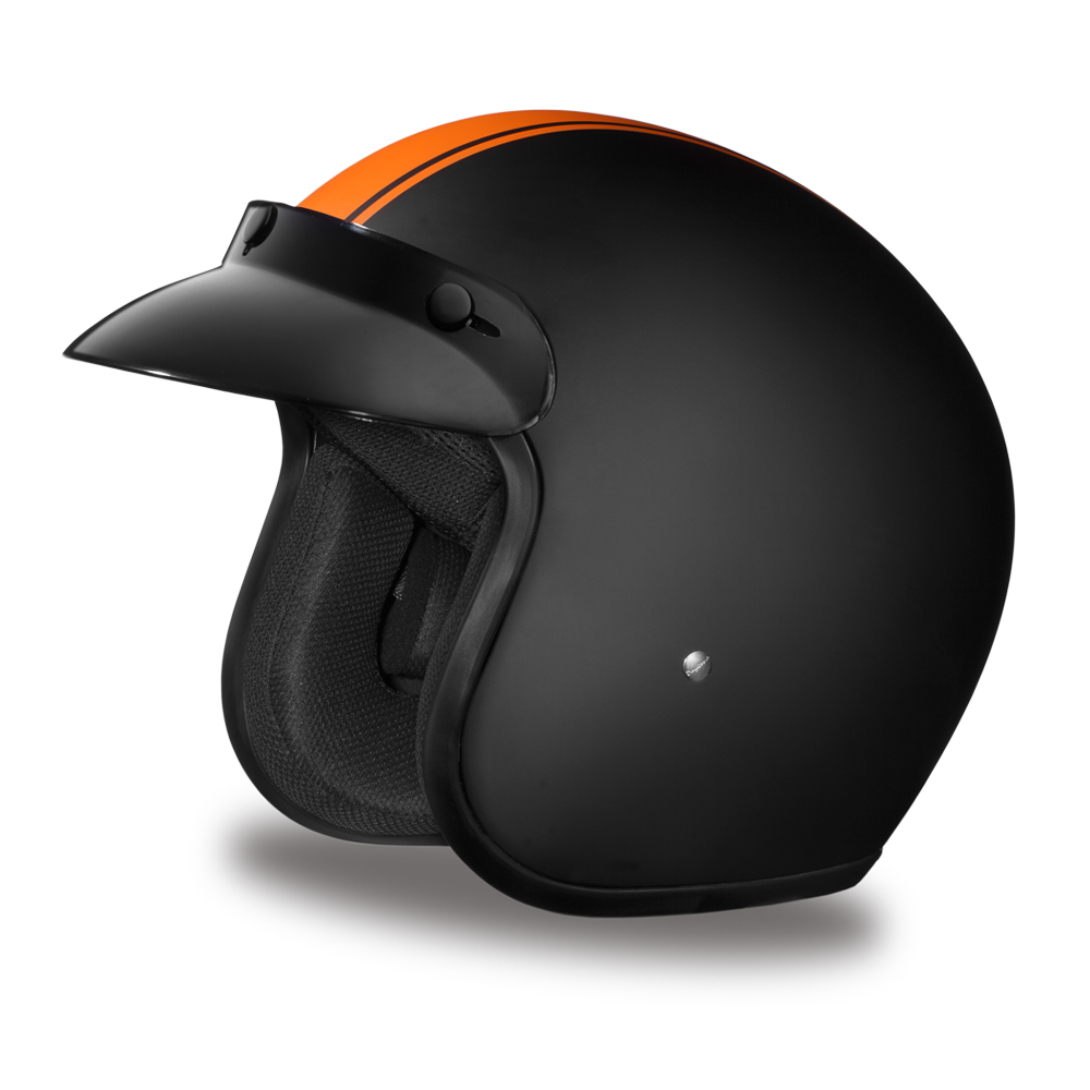 DOT Motorcycle Helmet - Orange Stripe - Open Face - Daytona - DC6-O-DH - Image 4