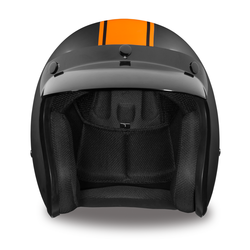 DOT Motorcycle Helmet - Orange Stripe - Open Face - Daytona - DC6-O-DH - Image 2