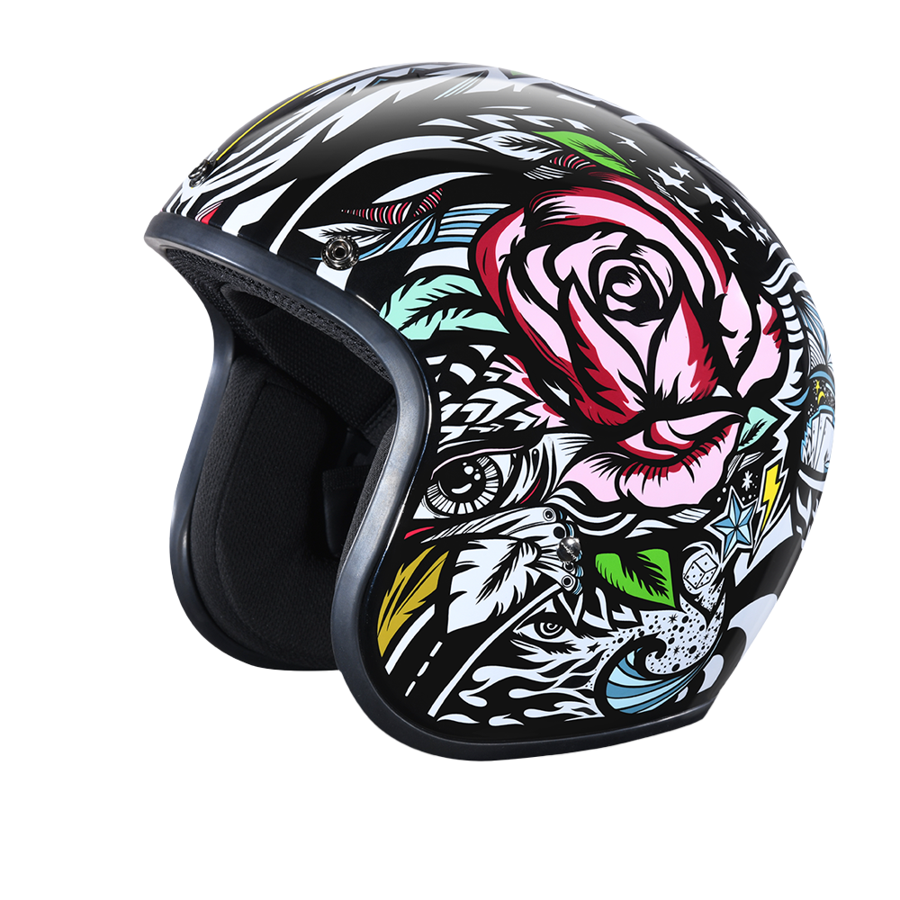 DOT Motorcycle Helmet - Tribal Design - Open Face - Cruiser - DC6-T-DH - Image 2