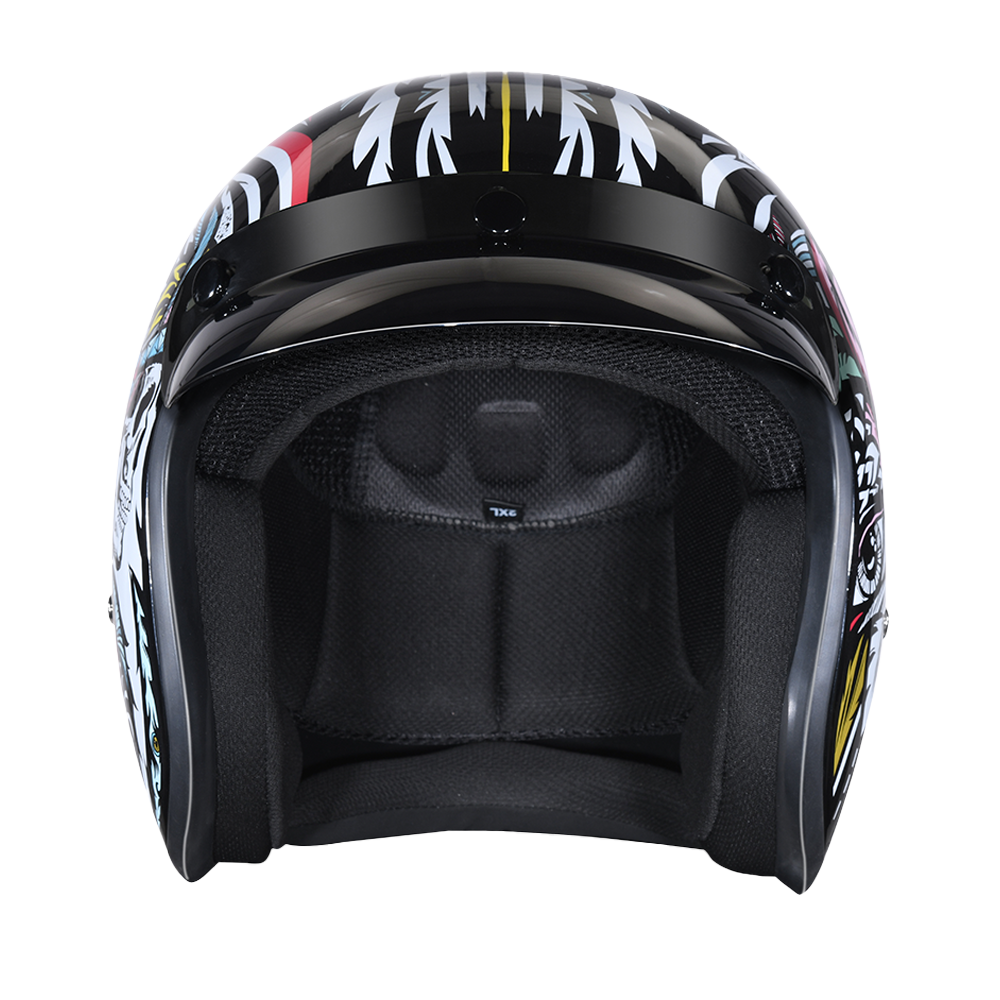 DOT Motorcycle Helmet - Tribal Design - Open Face - Cruiser - DC6-T-DH - Image 3