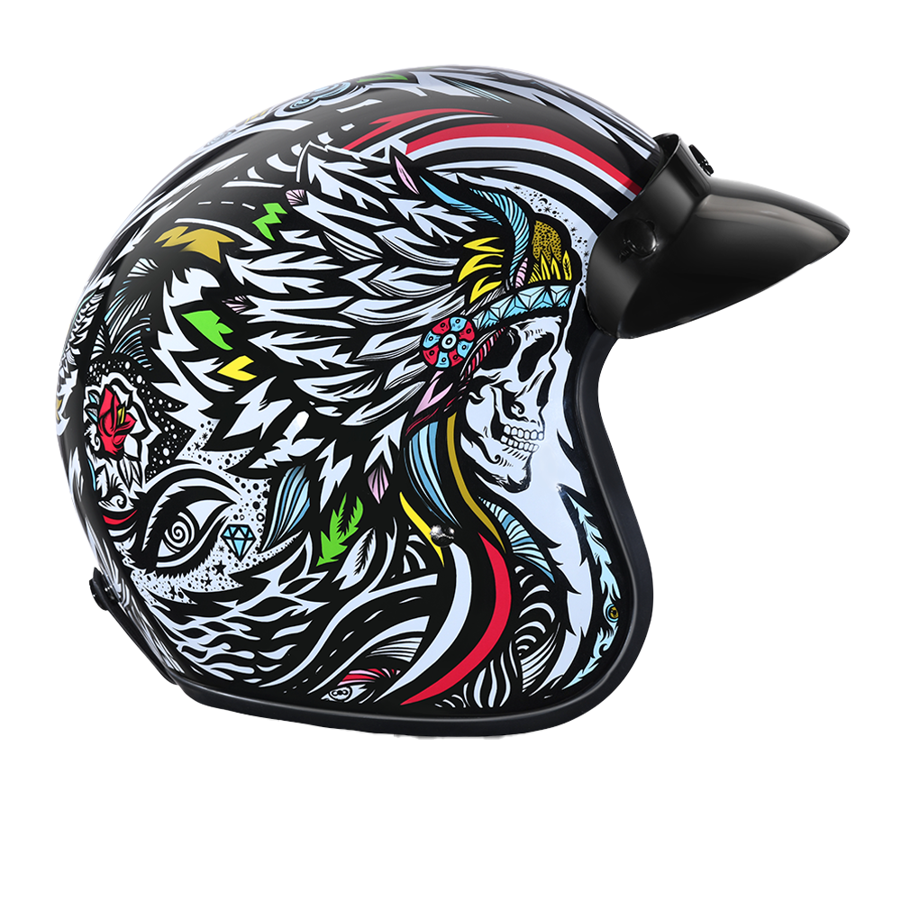 DOT Motorcycle Helmet - Tribal Design - Open Face - Cruiser - DC6-T-DH - Image 5