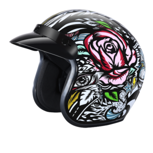 DOT Motorcycle Helmet - Tribal Design - Open Face - Cruiser - DC6-T-DH