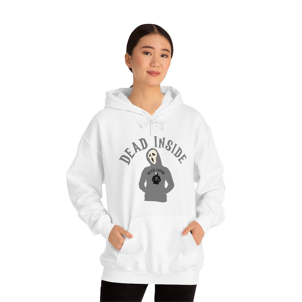 Dead Inside - Hoodie Wearing A Hoodie x4 - Unisex Heavy Blend Hooded Sweatshirt - Dark Colors - Image 5