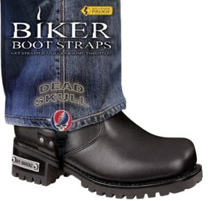 Pair of Biker Boot Straps - 6 Inch - Dead Skull - Motorcycle - BBS-DS6-DS