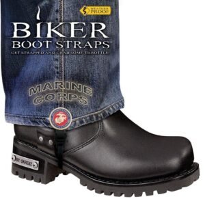 Pair of Biker Boot Straps - 6 Inch - Marine Corps - Motorcycle - BBS-MR6-DS