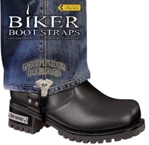 Pair of Biker Boot Straps - 6 Inch - Motor Head - Motorcycle - BBS-MH6-DS