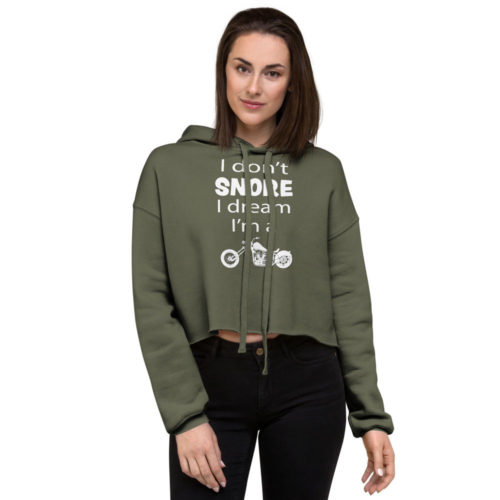 Women's Crop Hoodie - I Don't Snore I Dream I'm A Motorcycle - Image 4
