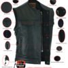 Leather Motorcycle Vest - Men's - Side Laces - Up To 12XL - Big and Tall - DS178-DS