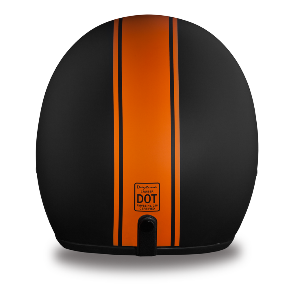 DOT Motorcycle Helmet - Orange Stripe - Open Face - Daytona - DC6-O-DH.