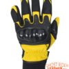 Leather Gloves - Men's - Full Finger - Knuckle Protector - Yellow - GLZ108-YELLOW-DL