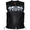 Leather Motorcycle Vest - Men's - Reflective Skulls - Gun Pockets - MV8025-11-DL