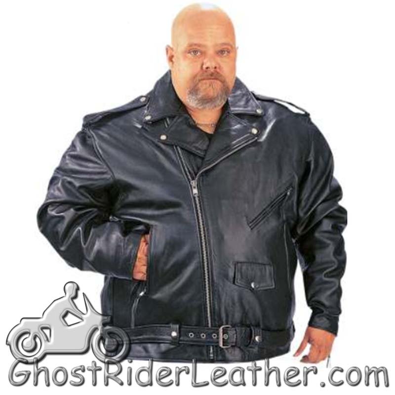 Leather Motorcycle Jacket - Men's - Side Laces - Up To Size 66 - 14.00-UN