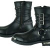 Leather Motorcycle Boots - Women's - Black - Side Zippers - DS9767-DS