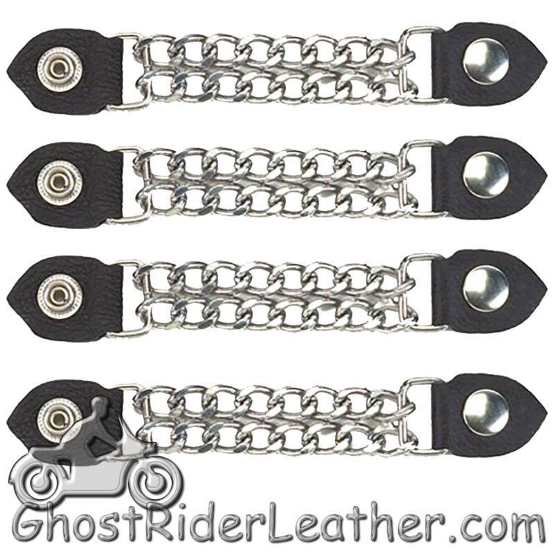 Set of Four Plain Snap On Vest Extenders with Chrome Chain - AC1050-DL