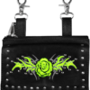 Leather Belt Bag - Lime - Rose Design - Handbag - BAG35-EBL6-LIME-DL