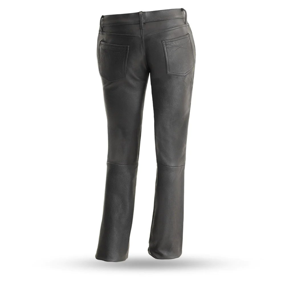 Women's Leather Motorcycle Pants - 5 Pocket Jean Style - Alexis - FIL710CFD-FM