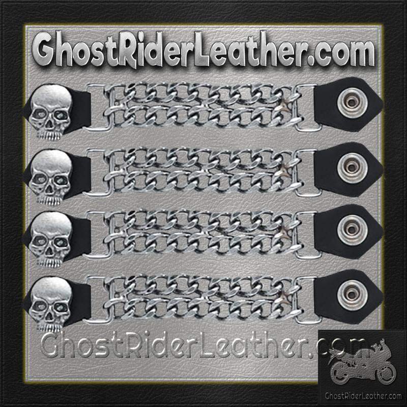 Set of Four Skull Vest Extenders with Chrome Chain - AC1064-DL