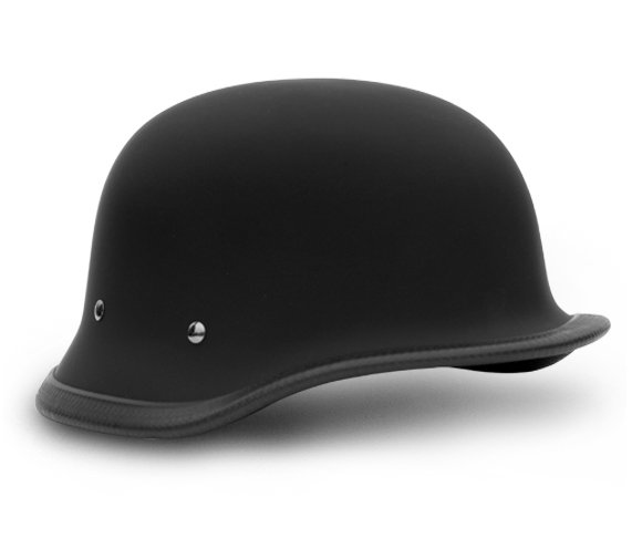 Novelty Motorcycle Helmet - Dull Flat Black - Big German - 1005B-DH