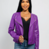 Vegan Leather Motorcycle Jacket - Women's - Purple - Violet - WBL-1006VGL-FM