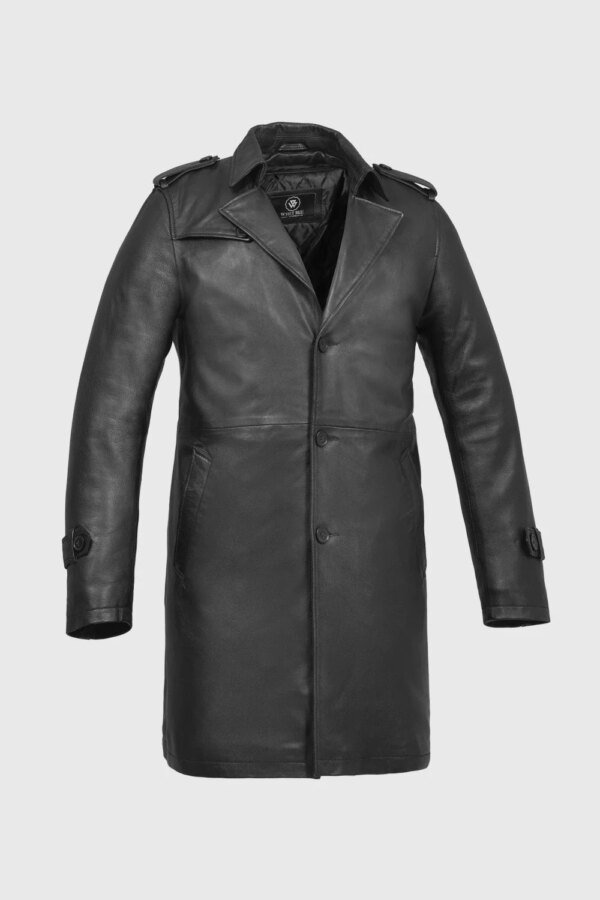 Leather Coat - Men's - Black - Fashion Leather Jacket - Parker - WBM6006-FM