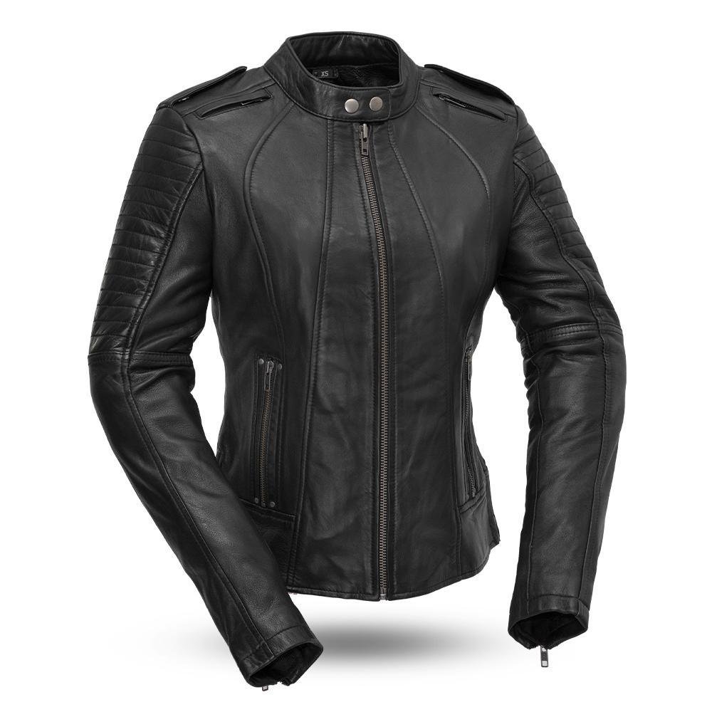 Biker - Women's Leather Motorcycle Jacket With Vents - SKU FIL104SDMZ