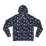 Sun Moon Stars - White on Midnight Blue - Fashion Hoodie (AOP)