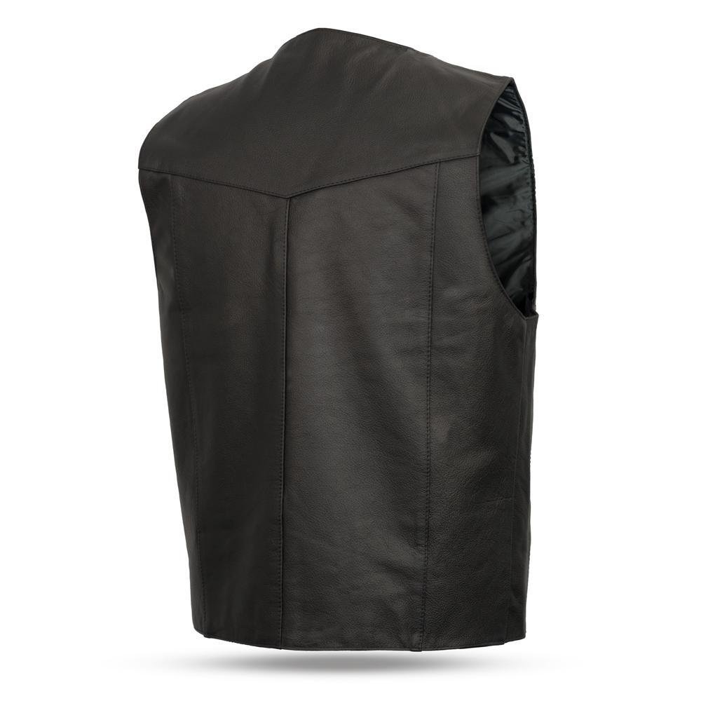 Leather Motorcycle Vest - Men's - Up To Size 8XL - Western - FMM601BM-FM