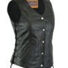 Leather Vest - Women's - Longer Body - Side Laces - Gun Pockets - DS266-DS