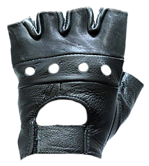 Two Pair of Fingerless Leather Motorcycle Gloves - SKU GL2008-2PAIR-DL
