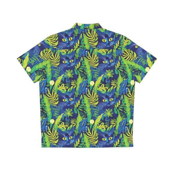Cat Hiding in the Plants - Blues Greens Yellow - Multi Colors - Men's Hawaiian Shirt