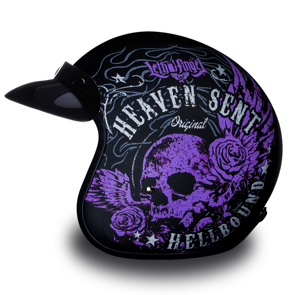 DOT Motorcycle Helmet - Purple Heaven Sent - Open Face - 3/4 - DC6-HS-DH