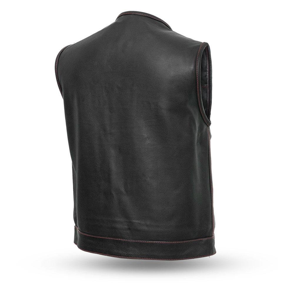 Leather Motorcycle Vest - Men's - Up To 8XL - Choice of Liner - Bandit - FIM636CDM-FM