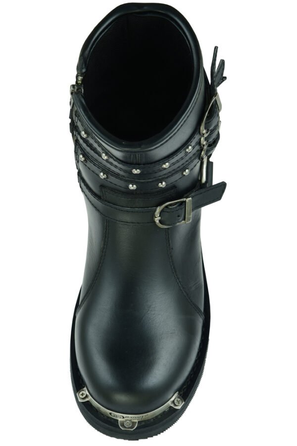 Leather Motorcycle Boots - Women's - Black - Side Zippers - DS9767-DS