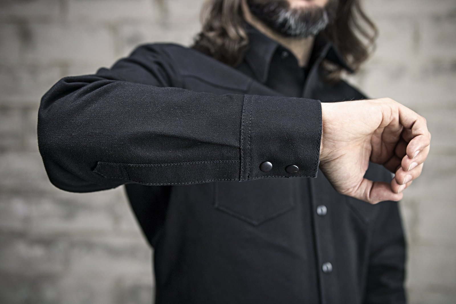 Canvas Motorcycle Shirt - Men's - Forsyth - Black - FIM416CNVS-FM