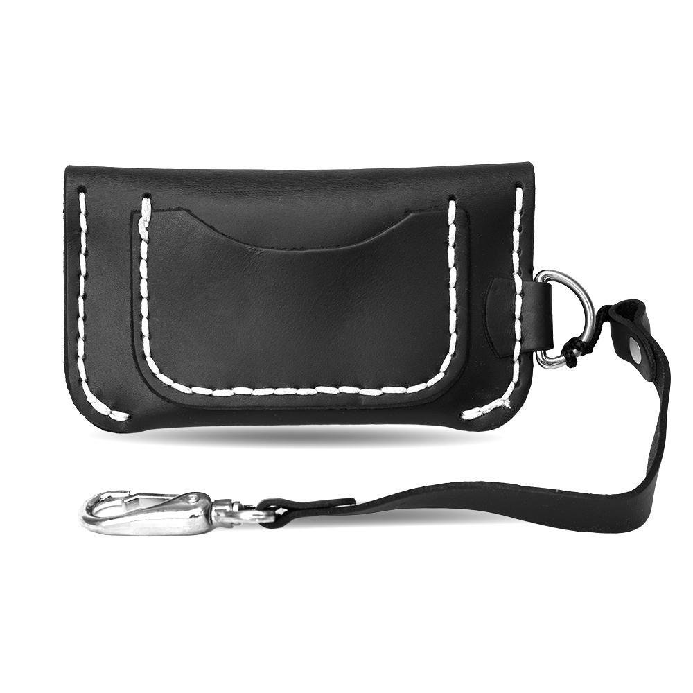 Half Trucker Leather Wallet - Brown - White Stitching - FIWALLET2
