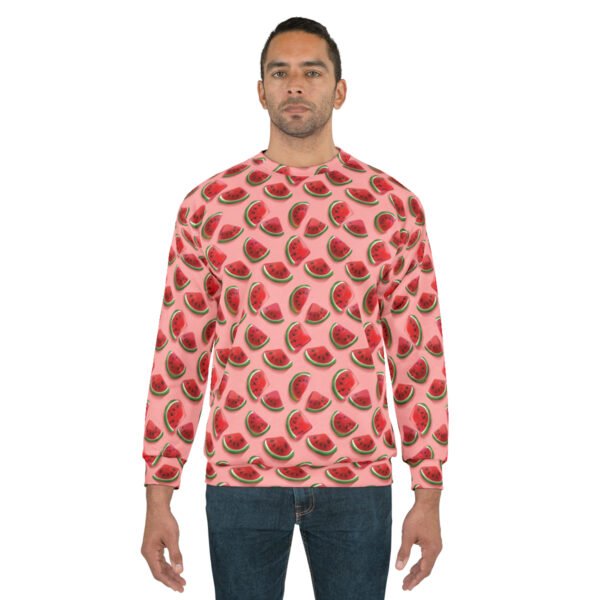 Watermelon Candy Slices - Red Green on Pink - Unisex Sweatshirt