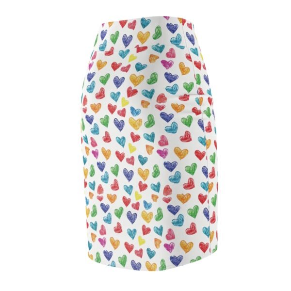 Doodle Hearts - Red Pink White - Women's Pencil Skirt (AOP)
