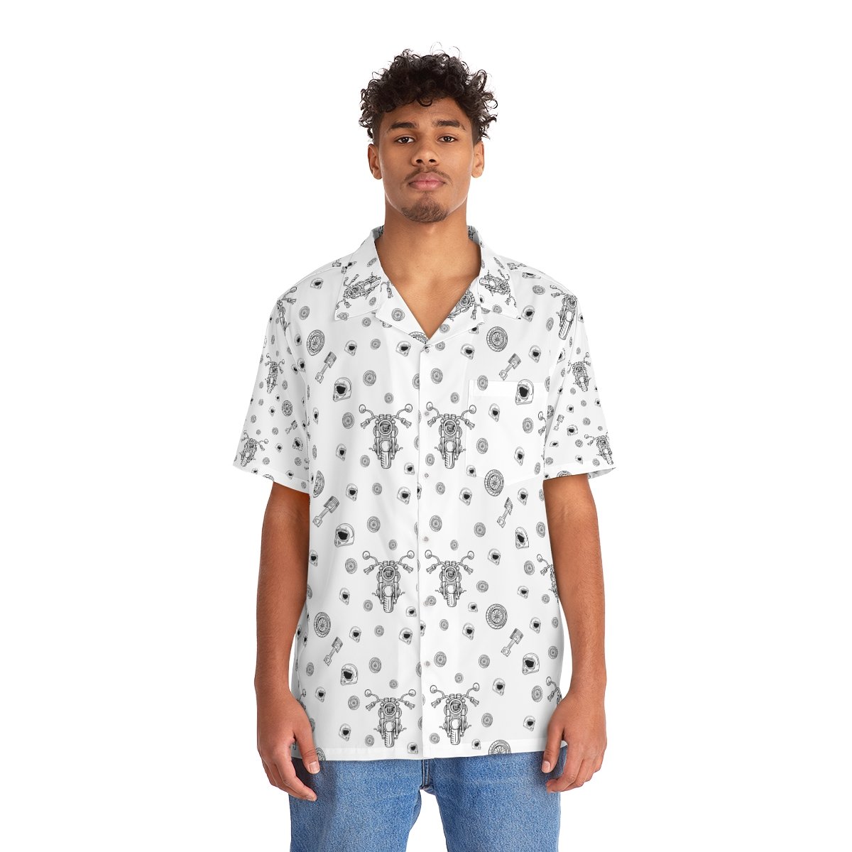 Hawaiian Shirt - Motorcycle Print - Men's - Biker Shirts